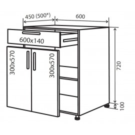 Модуль №30 Низ 600-820 (1+2) кухня «FLAT» 